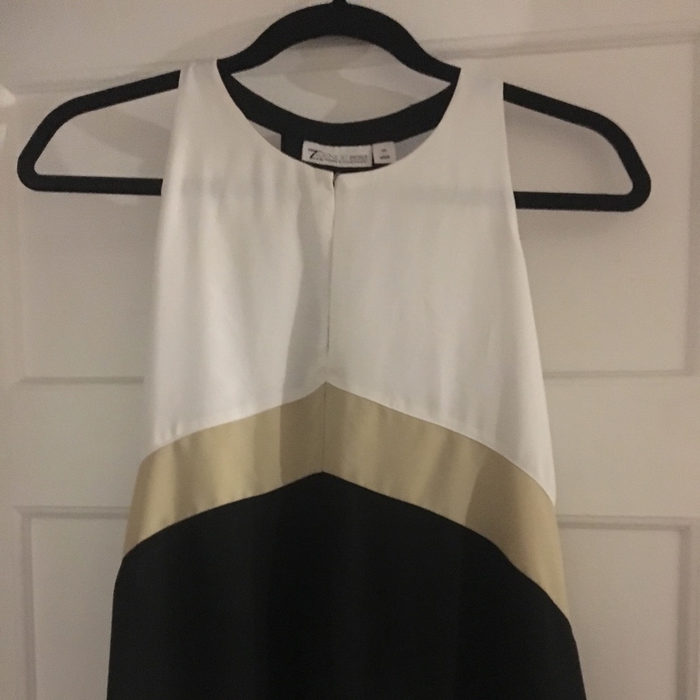 Color block Blouse Black, White, Beige